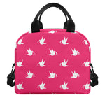 White Dove Breast Cancer Pattern Print Insulated Lunch Bag