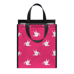 White Dove Breast Cancer Pattern Print Insulated Lunch Tote