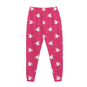 White Dove Breast Cancer Pattern Print Jogger Pants