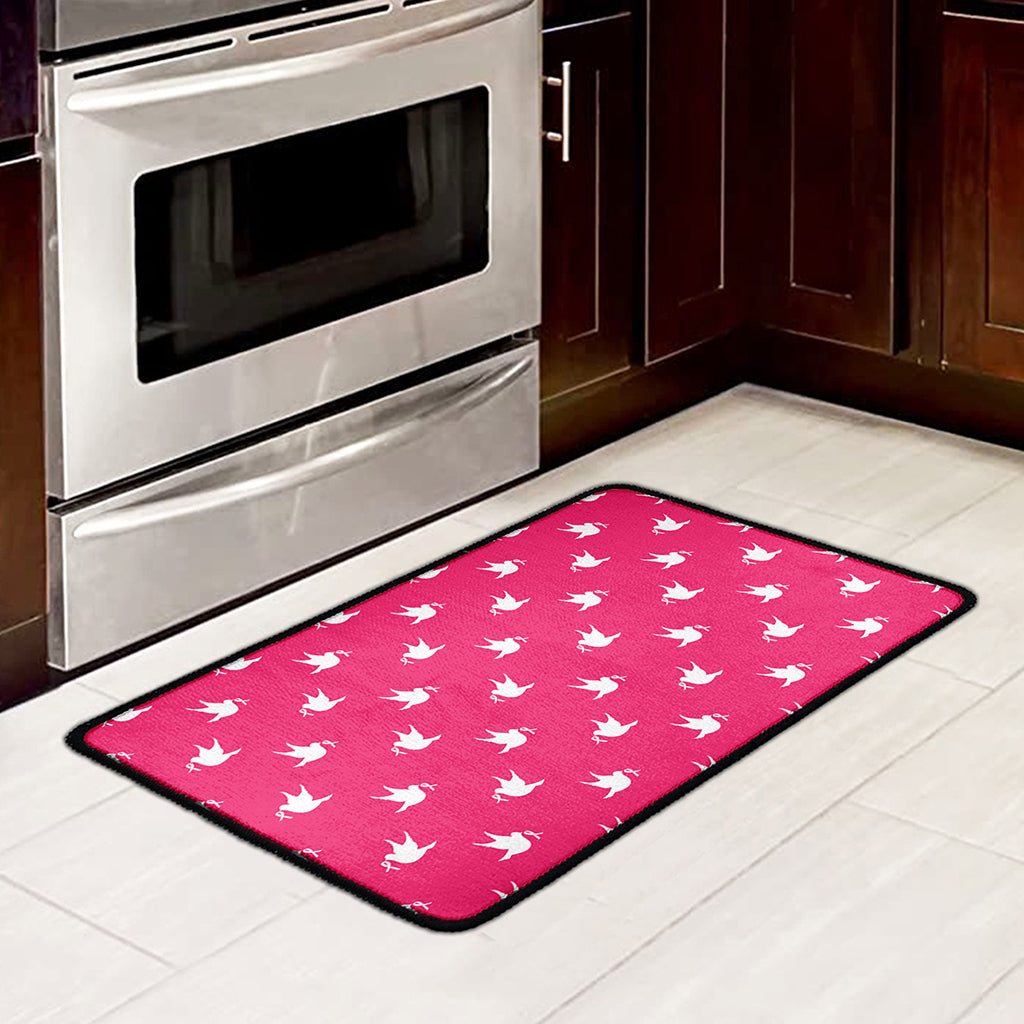 White Dove Breast Cancer Pattern Print Kitchen Mat