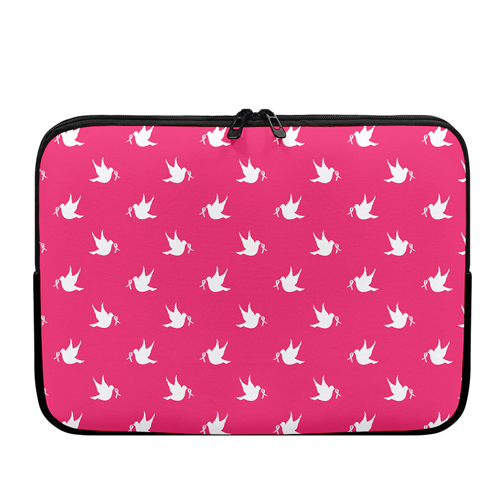 White Dove Breast Cancer Pattern Print Laptop Sleeve
