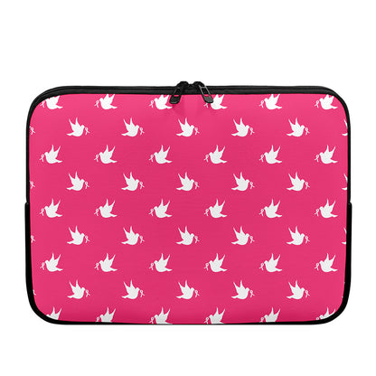 White Dove Breast Cancer Pattern Print Laptop Sleeve