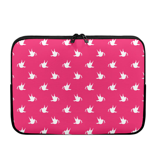 White Dove Breast Cancer Pattern Print Laptop Sleeve