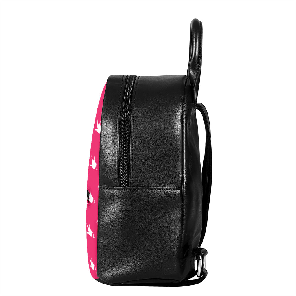 White Dove Breast Cancer Pattern Print Leather Backpack