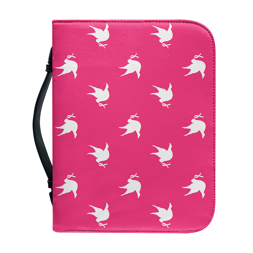 White Dove Breast Cancer Pattern Print Leather Bible Cover