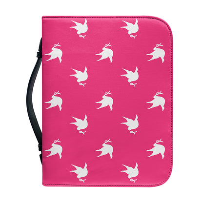 White Dove Breast Cancer Pattern Print Leather Bible Cover