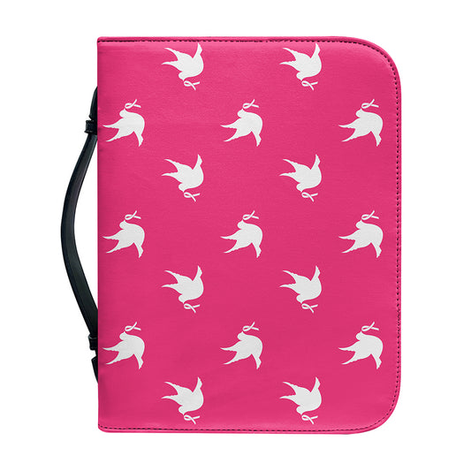 White Dove Breast Cancer Pattern Print Leather Bible Cover