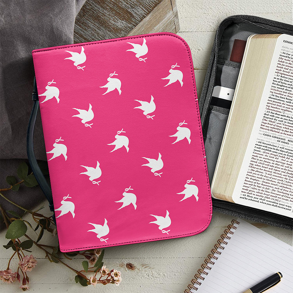 White Dove Breast Cancer Pattern Print Leather Bible Cover