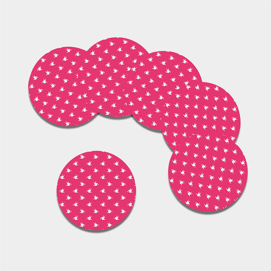 White Dove Breast Cancer Pattern Print Leather Coaster Set