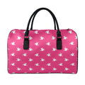 White Dove Breast Cancer Pattern Print Leather Duffel Bag