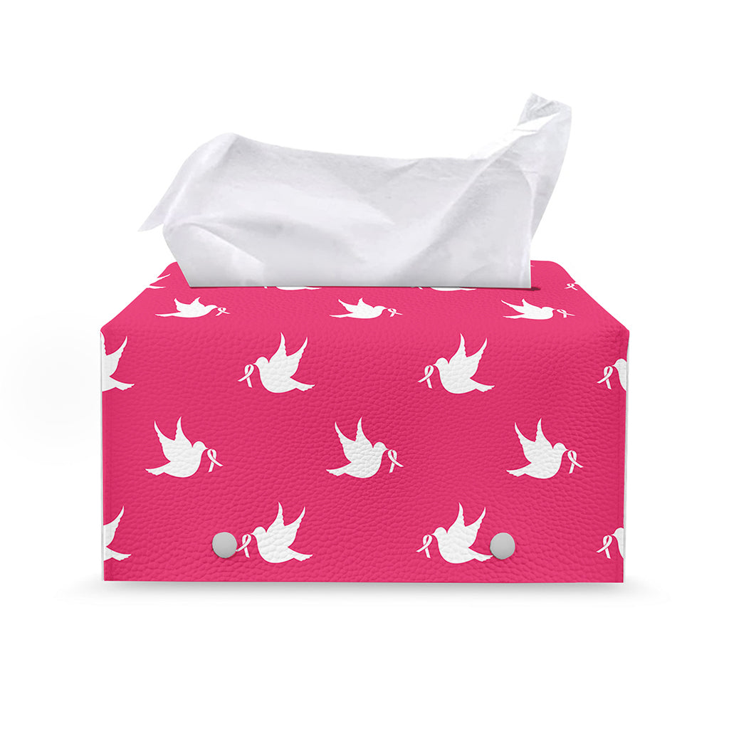 White Dove Breast Cancer Pattern Print Leather Tissue Box Cover