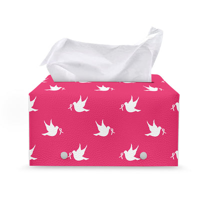 White Dove Breast Cancer Pattern Print Leather Tissue Box Cover