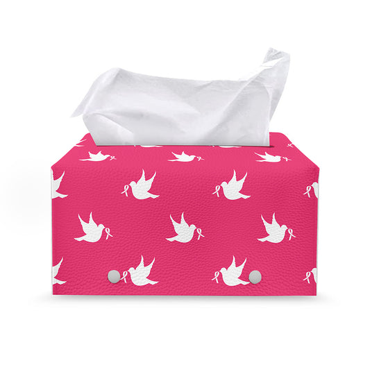 White Dove Breast Cancer Pattern Print Leather Tissue Box Cover