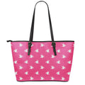 White Dove Breast Cancer Pattern Print Leather Tote Bag With Zipper