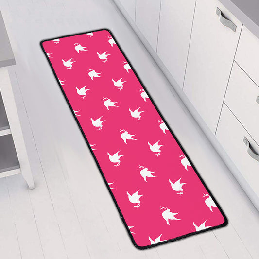 White Dove Breast Cancer Pattern Print Long Kitchen Mat