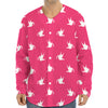 White Dove Breast Cancer Pattern Print Long Sleeve Baseball Jersey