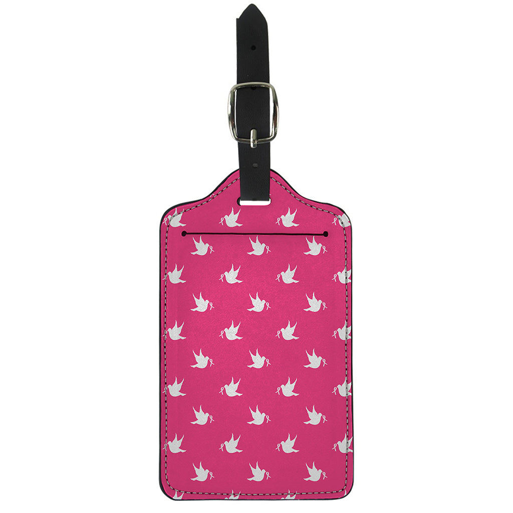 White Dove Breast Cancer Pattern Print Luggage Tag