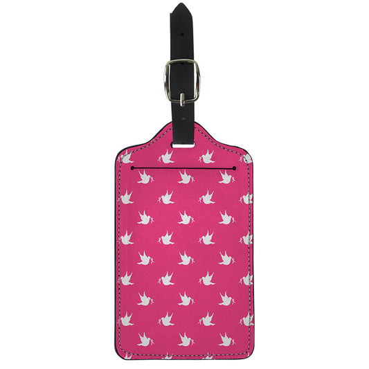 White Dove Breast Cancer Pattern Print Luggage Tag