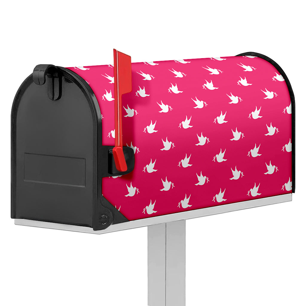 White Dove Breast Cancer Pattern Print Mailbox Cover
