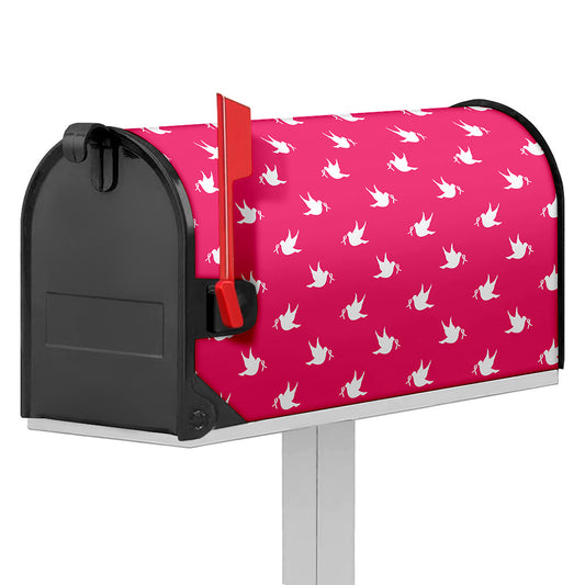 White Dove Breast Cancer Pattern Print Mailbox Cover