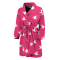 White Dove Breast Cancer Pattern Print Men's Bathrobe