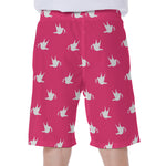White Dove Breast Cancer Pattern Print Men's Beach Shorts