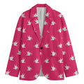 White Dove Breast Cancer Pattern Print Men's Blazer