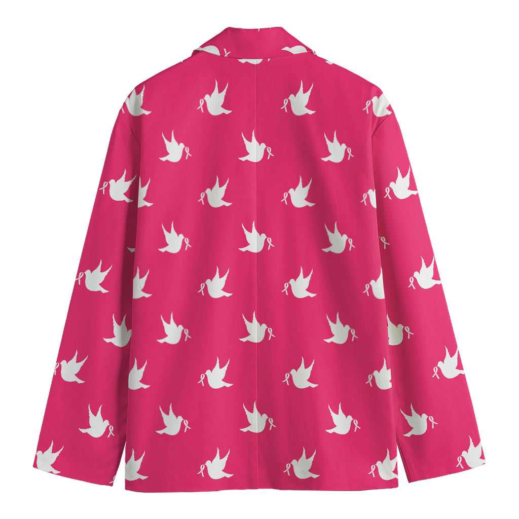 White Dove Breast Cancer Pattern Print Men's Blazer
