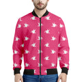 White Dove Breast Cancer Pattern Print Men's Bomber Jacket