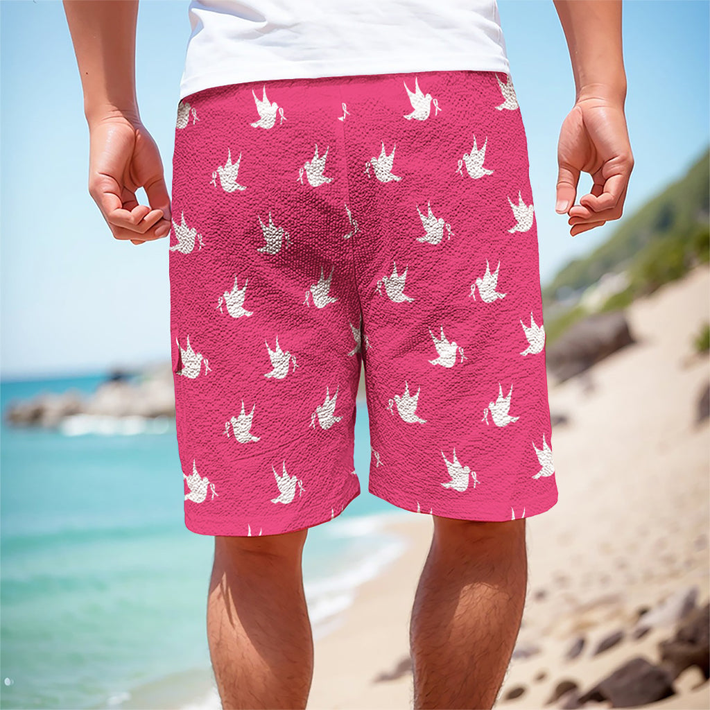 White Dove Breast Cancer Pattern Print Men's Cargo Shorts
