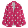 White Dove Breast Cancer Pattern Print Men's Cotton Blazer