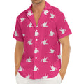 White Dove Breast Cancer Pattern Print Men's Deep V-Neck Shirt