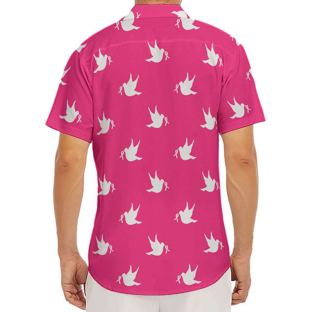 White Dove Breast Cancer Pattern Print Men's Deep V-Neck Shirt
