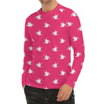 White Dove Breast Cancer Pattern Print Men's Long Sleeve Rash Guard