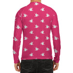 White Dove Breast Cancer Pattern Print Men's Long Sleeve Rash Guard