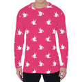 White Dove Breast Cancer Pattern Print Men's Long Sleeve T-Shirt
