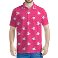 White Dove Breast Cancer Pattern Print Men's Polo Shirt