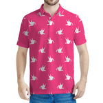 White Dove Breast Cancer Pattern Print Men's Polo Shirt