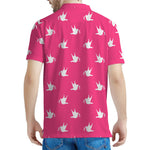 White Dove Breast Cancer Pattern Print Men's Polo Shirt