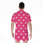 White Dove Breast Cancer Pattern Print Men's Rompers