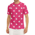 White Dove Breast Cancer Pattern Print Men's Short Sleeve Rash Guard