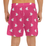 White Dove Breast Cancer Pattern Print Men's Split Running Shorts