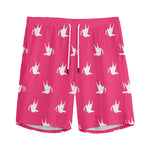 White Dove Breast Cancer Pattern Print Men's Sports Shorts