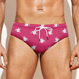 White Dove Breast Cancer Pattern Print Men's Swim Briefs