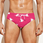 White Dove Breast Cancer Pattern Print Men's Swim Briefs