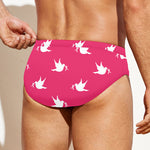 White Dove Breast Cancer Pattern Print Men's Swim Briefs