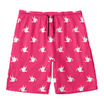 White Dove Breast Cancer Pattern Print Men's Swim Trunks