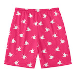 White Dove Breast Cancer Pattern Print Men's Swim Trunks