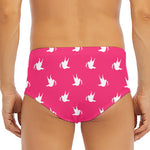 White Dove Breast Cancer Pattern Print Men's Triangle Swim Briefs
