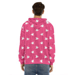 White Dove Breast Cancer Pattern Print Men's Velvet Pullover Hoodie